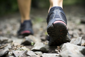 Feet walking through rocks
